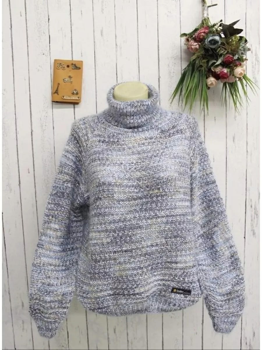 джемпер теплый свитер с горлом,джемпер теплый свитер с горлом нарядный,модный женский свитер,женские вязаные свитера,свитер из меланжевой пряжи