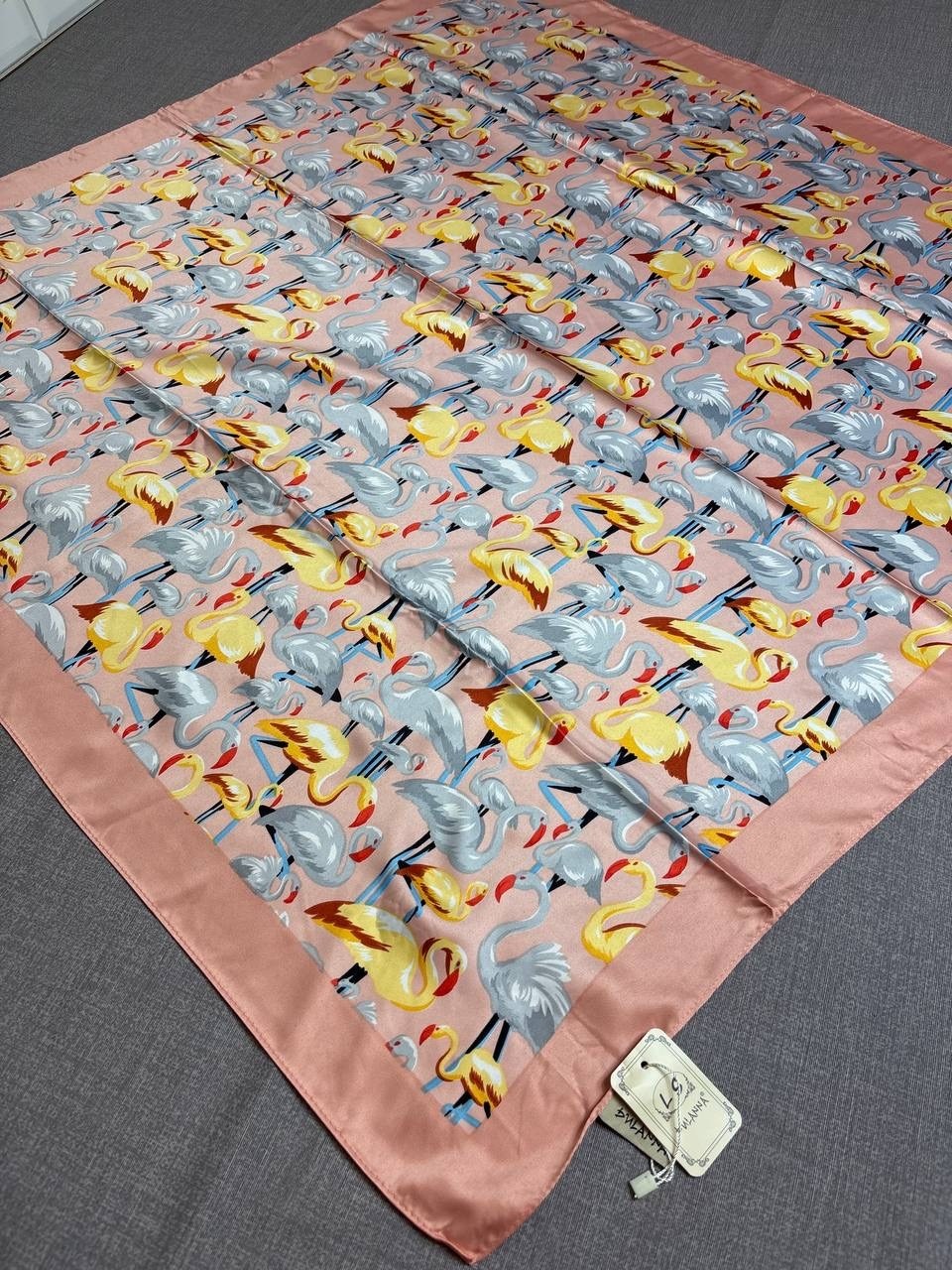 платок фламинго,платок с принтом,платок шелковый,платок женский с принтом,шарфы и платки