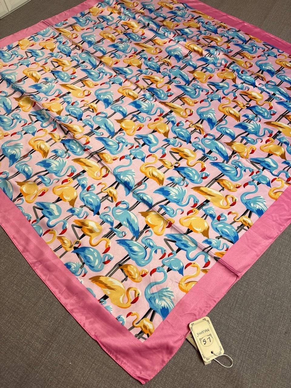 платок фламинго,платок с принтом,платок шелковый,платок женский с принтом,шарфы и платки