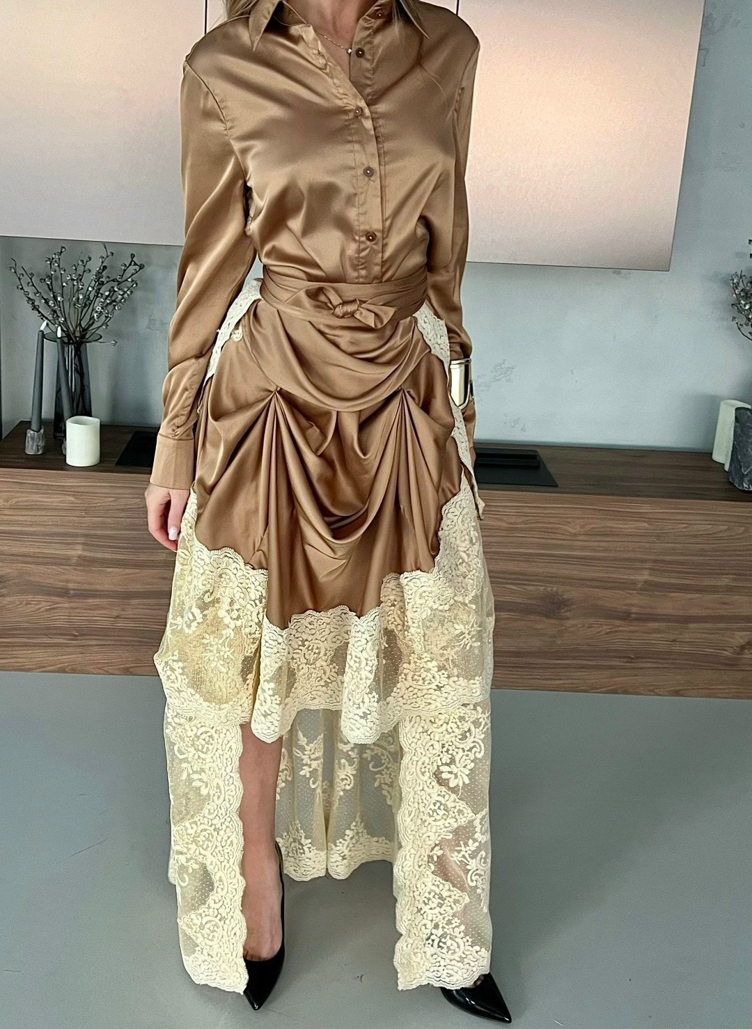 атласное платье,платье винтажное,шелковое платье,платье,шелковое платье кофейного оттенка