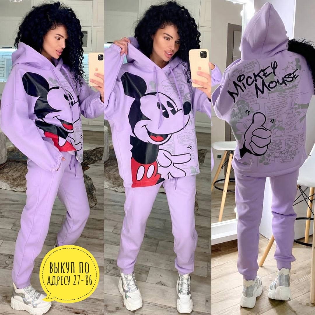 костюм на флисе,женский спортивный костюм на флисе микки,флисовые костюмы,костюм двойка женская,стильные костюмы