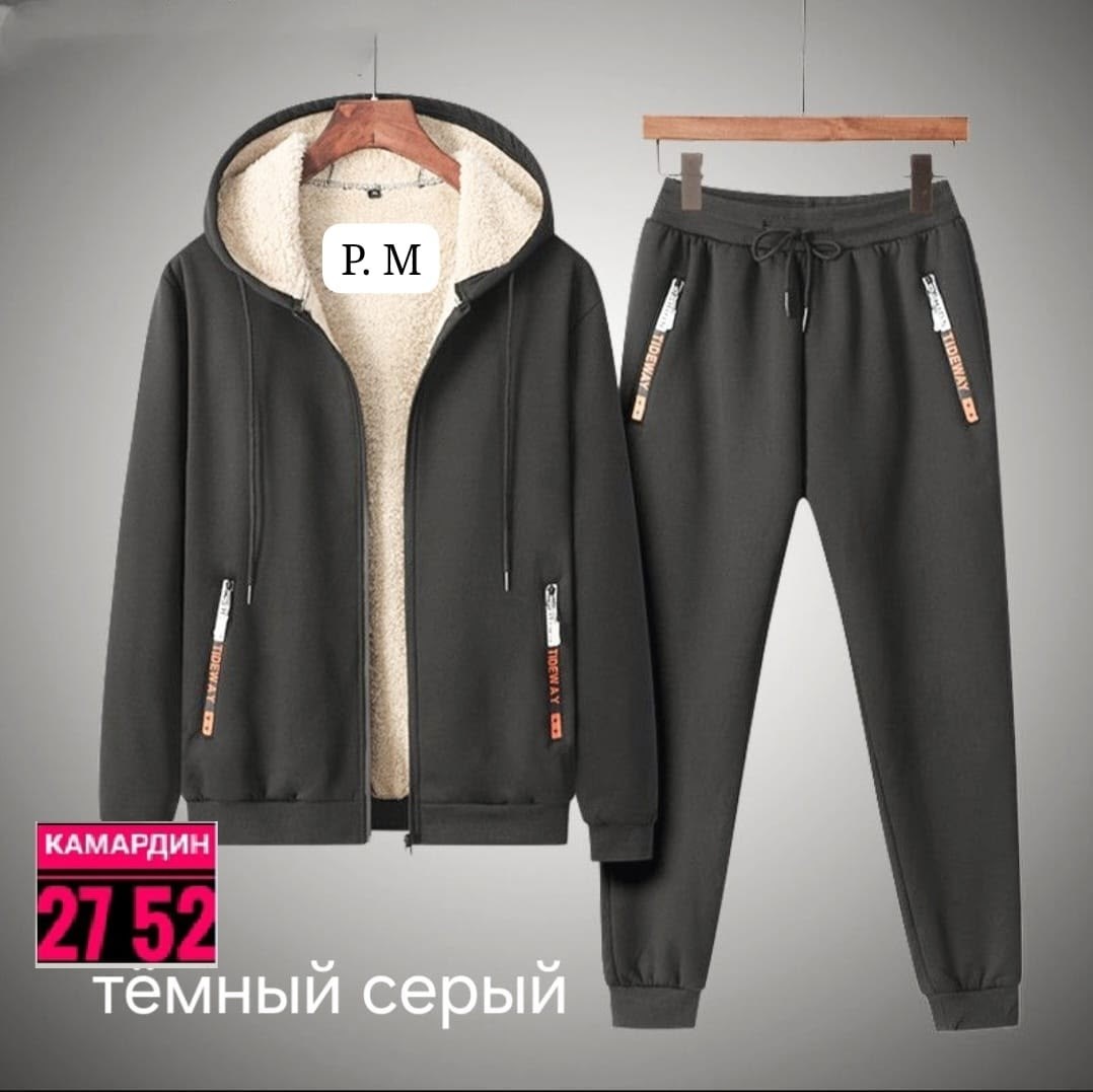 cпортивный костюм теплый,мужской утепленный флисовый спортивный костюм,мужской кашемировый комплект из 2 предметов толстовка с капюшоном и штаны зима 2026,спортивный костюм мужской зимний,спортивный к