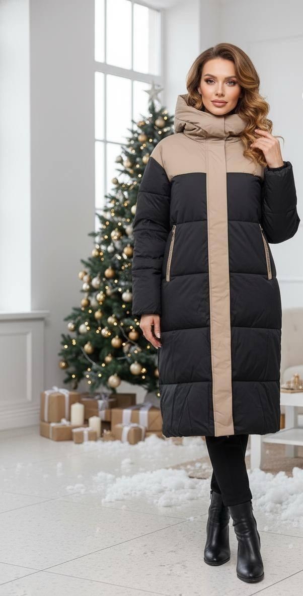пуховик женский,длинные пуховики,пальто комбинированное,пуховик пальто,женская зимняя куртка