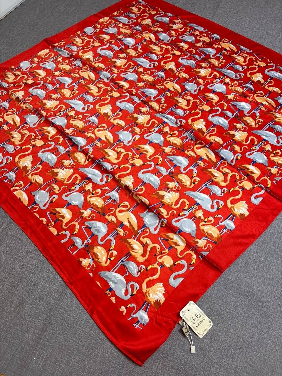 платок фламинго,платок с принтом,платок шелковый,платок женский с принтом,шарфы и платки
