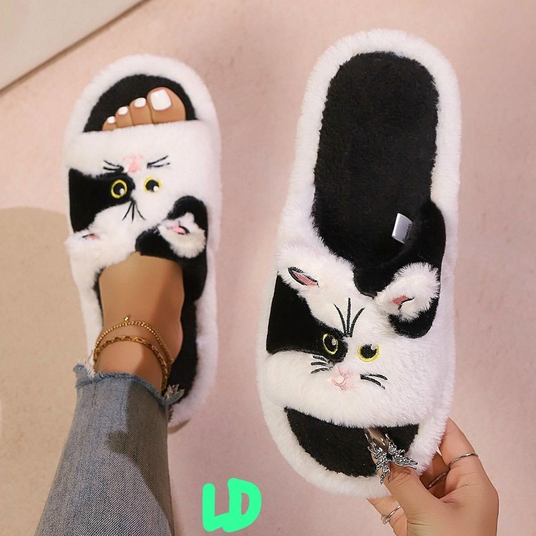 женские домашние тапочки с открытым носком,женские домашние пушистые тапочки из искусственного меха с открытым носком,женские тапки,cat slippers женские легкие пушистые домашние тапочки,женские домашн
