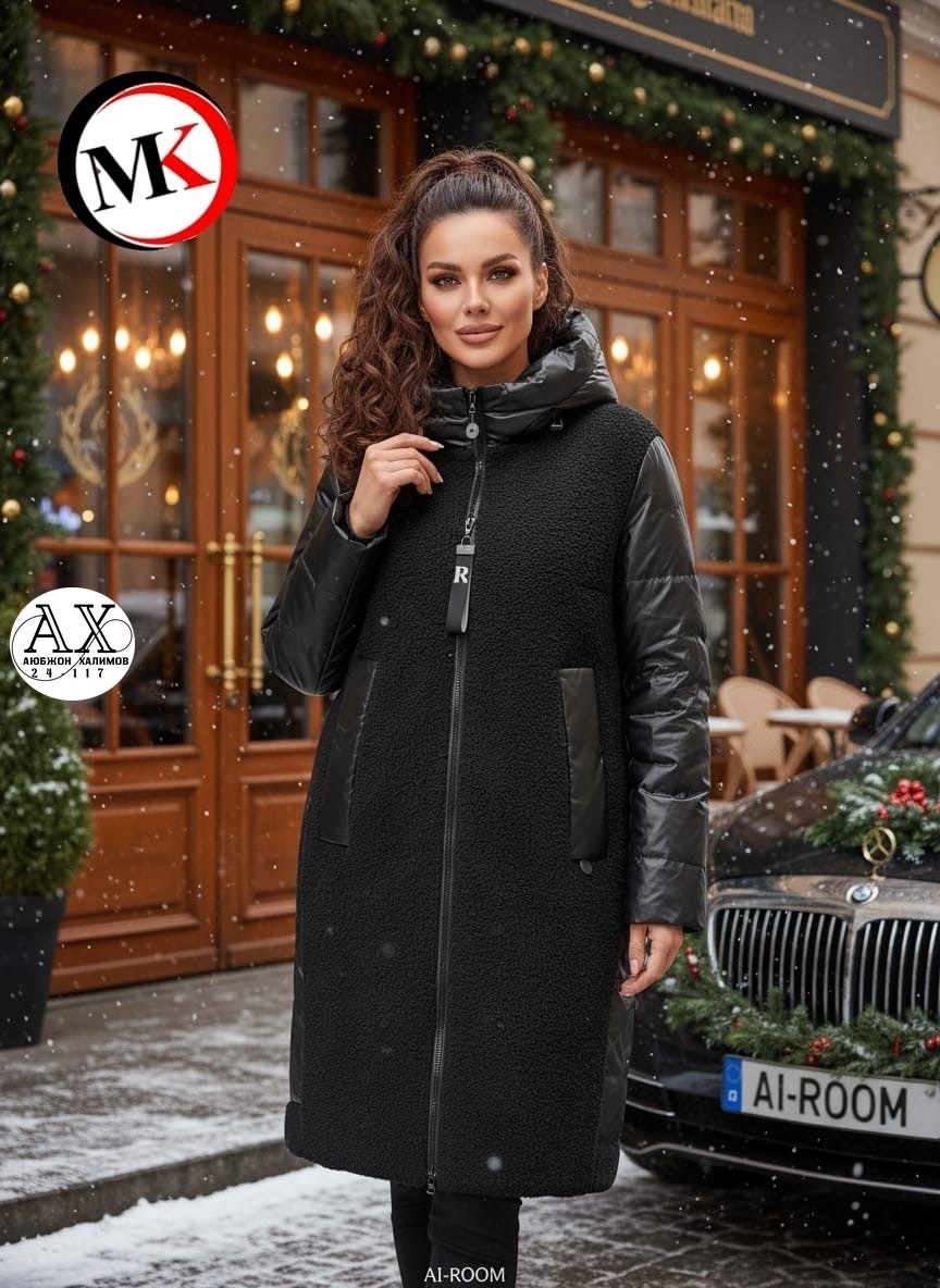 пальто комбинированное,куртка удлиненная,модное пальто,женское пальто,зимнее пальто