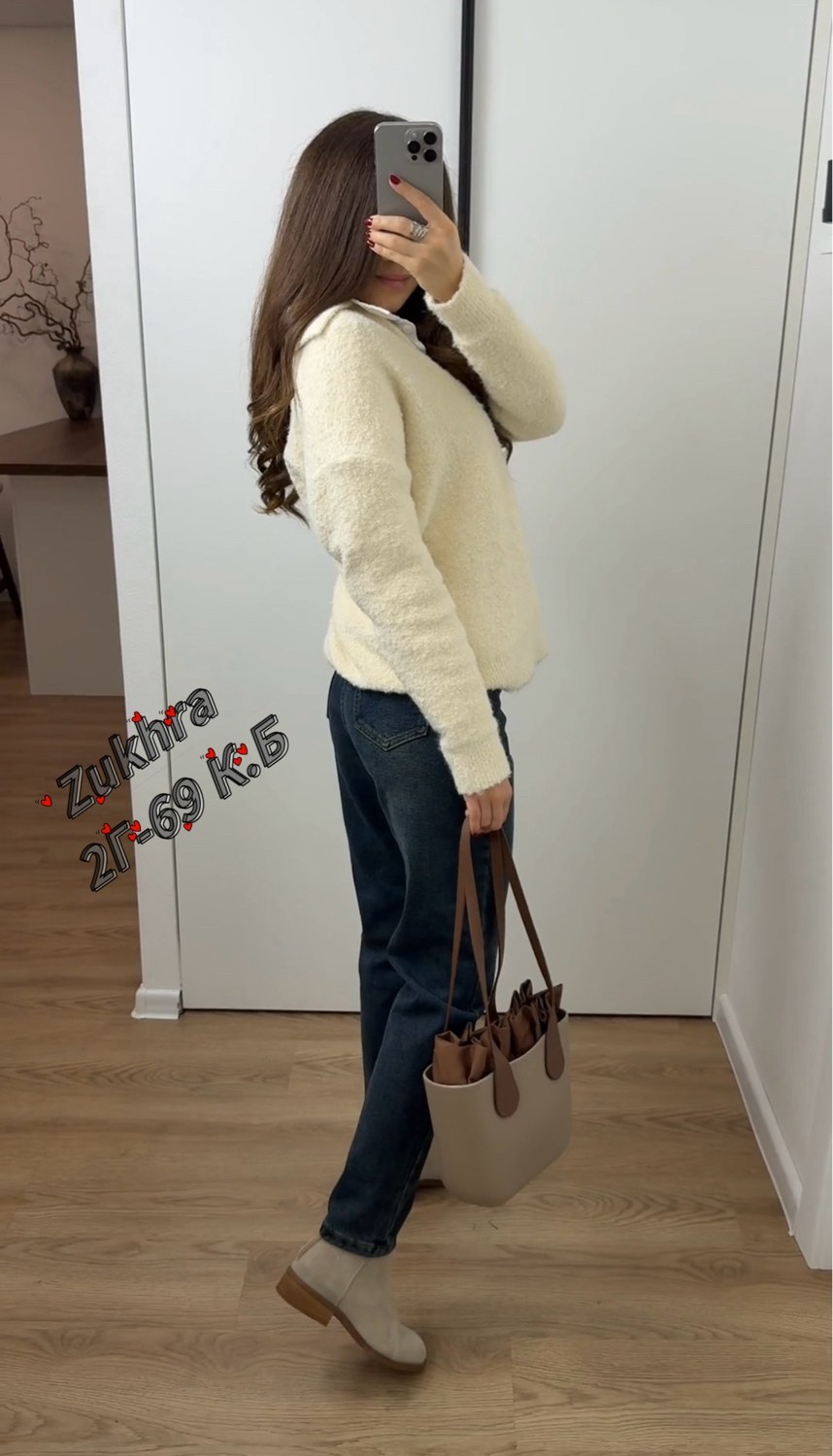 женская кофта,женский джемпер,свитер,вязаный свитер оверсайз на молнии evona,свитер с велюровый