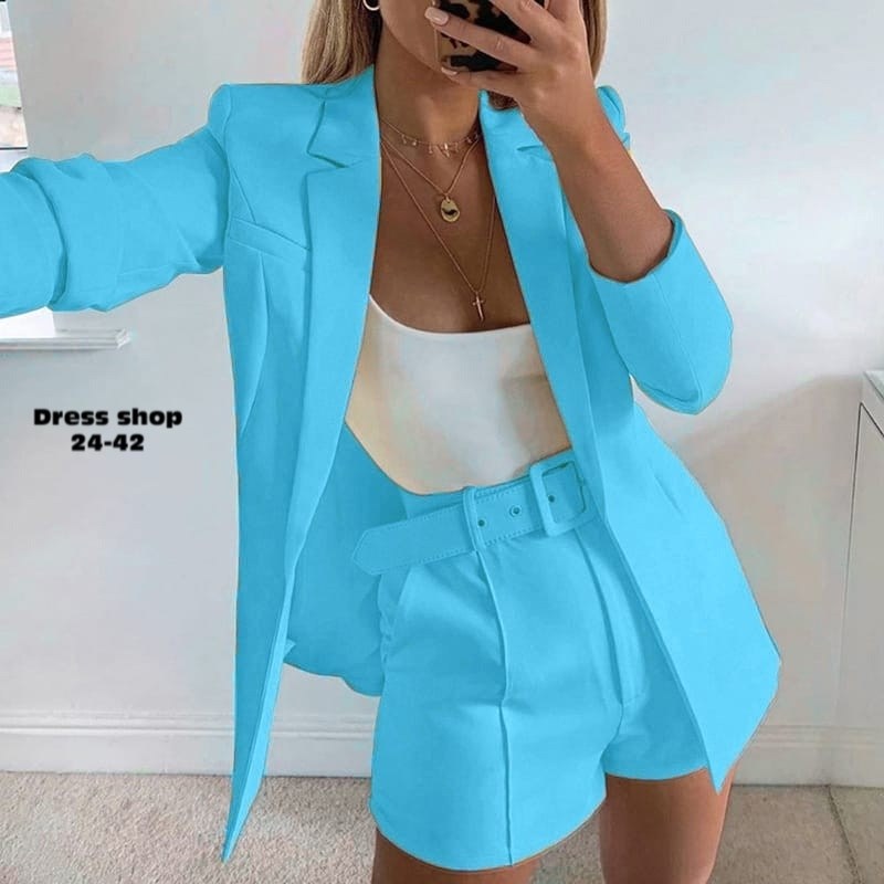 модные костюмы,женский костюм с шортами,желтый костюм,одежда мода,летний женский деловой костюм с шортами и пиджаком цвет желтый