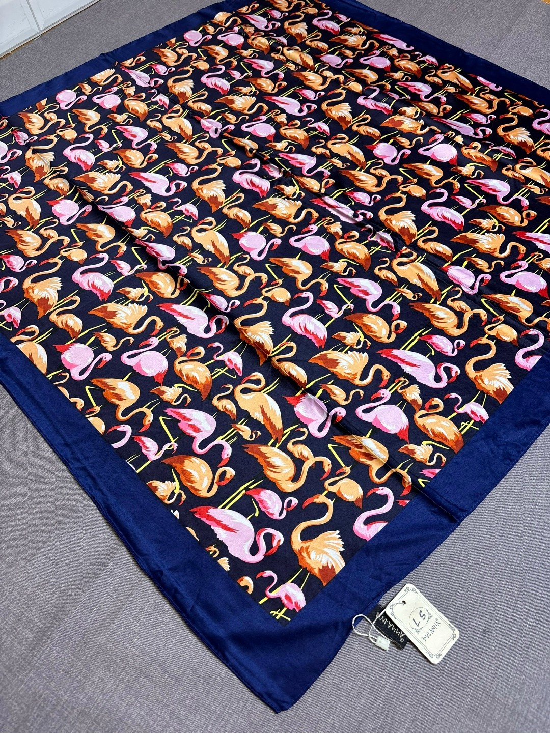 платок фламинго,платок шелковый,платки женские,платок женский с принтом,шелковый платок 100х100