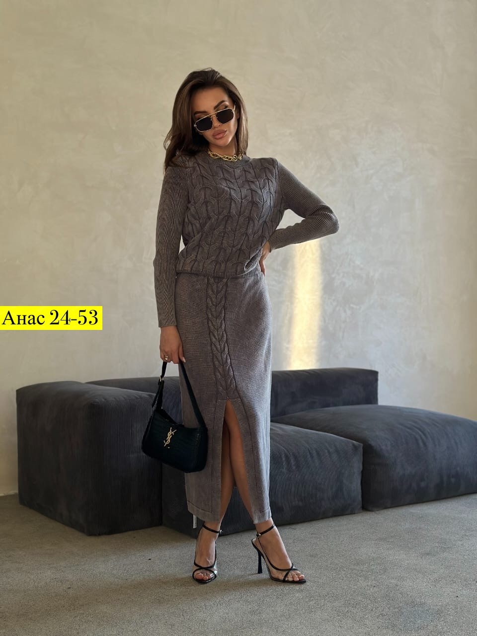 костюм юбка и кофта вязаный koktash,костюм с юбкой,женский вязаный костюм с юбкой,костюм юбка миди лапша и кофта чёрный,трикотажные костюмы