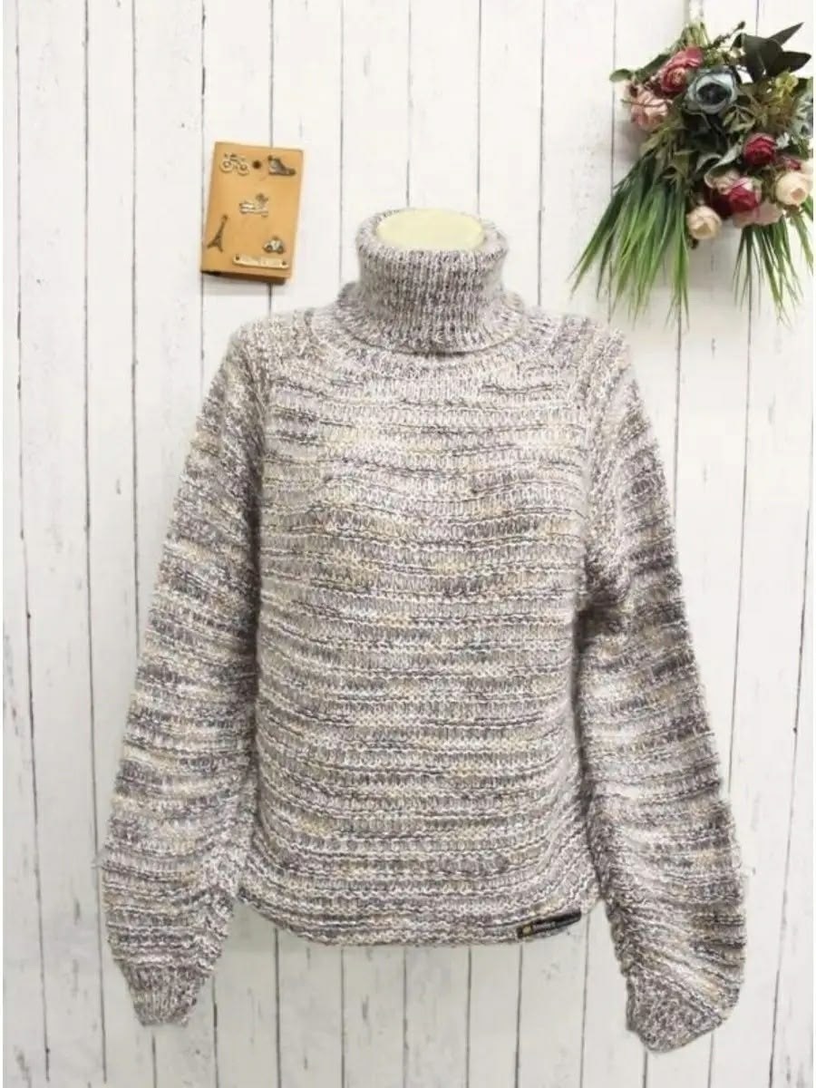 джемпер теплый свитер с горлом,джемпер теплый свитер с горлом нарядный,модный женский свитер,женские вязаные свитера,свитер из меланжевой пряжи