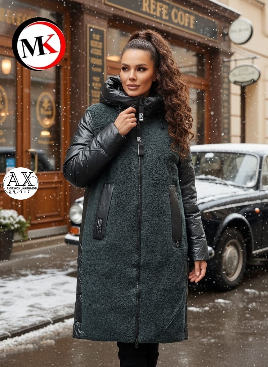 пальто комбинированное,куртка удлиненная,модное пальто,женское пальто,зимнее пальто