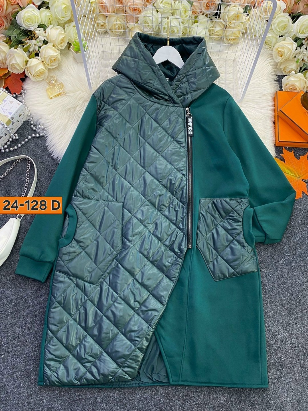 женская верхняя одежда больших размеров,удлиненная куртка,комбинированное пальто,куртка демисезонная,демисезонная куртка больших размеров