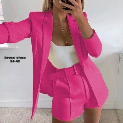 модные костюмы,женский костюм с шортами,желтый костюм,одежда мода,летний женский деловой костюм с шортами и пиджаком цвет желтый