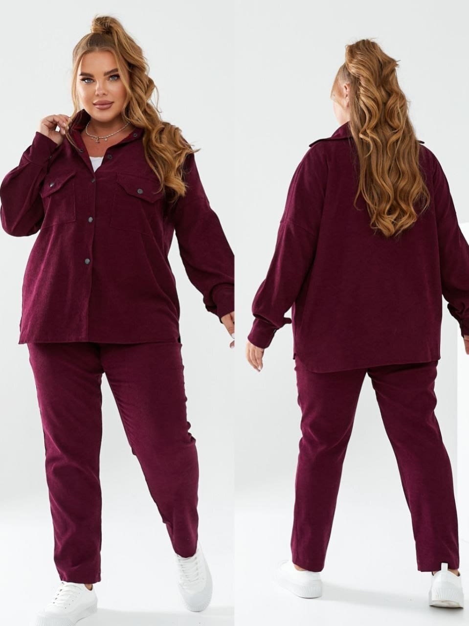 костюм вельветовый больших размеров,костюм вельветовый больших размеров magico,модные костюмы,костюм повседневный,женский костюм из микровельвета брючный в сиреневый