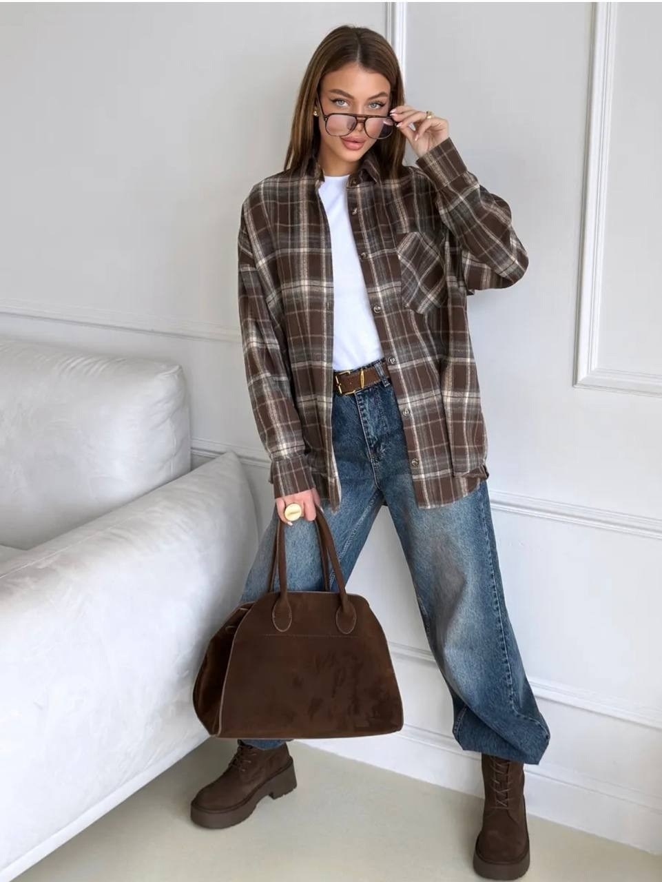 рубашка оверсайз в клетку betrendy wear,рубашка оверсайз теплая в клетку betrendy wear,рубашка женская оверсайз в клетку,рубашка в клетку оверсайз удлиненная стильная syrgishopp цвет серый,рубашка в к