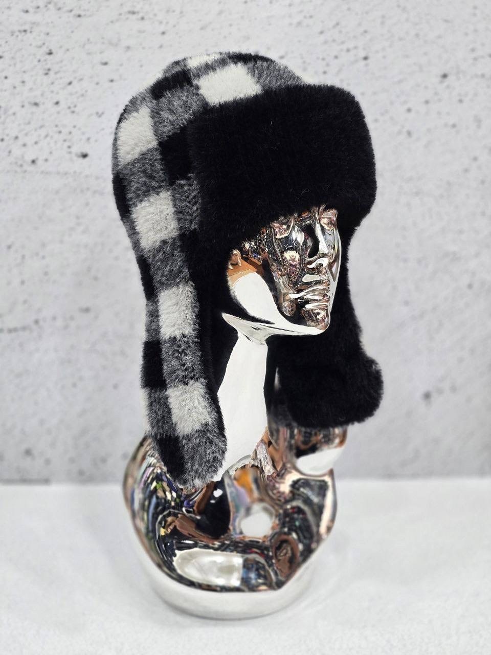 женская шапка-ушанка из экомеха и норки meh-acessories,шапка ушанка,шапка ушанка зимняя женская из мутона,шапка ушанка зимняя меховая из кролика frau zimman,ушанка женская мутон