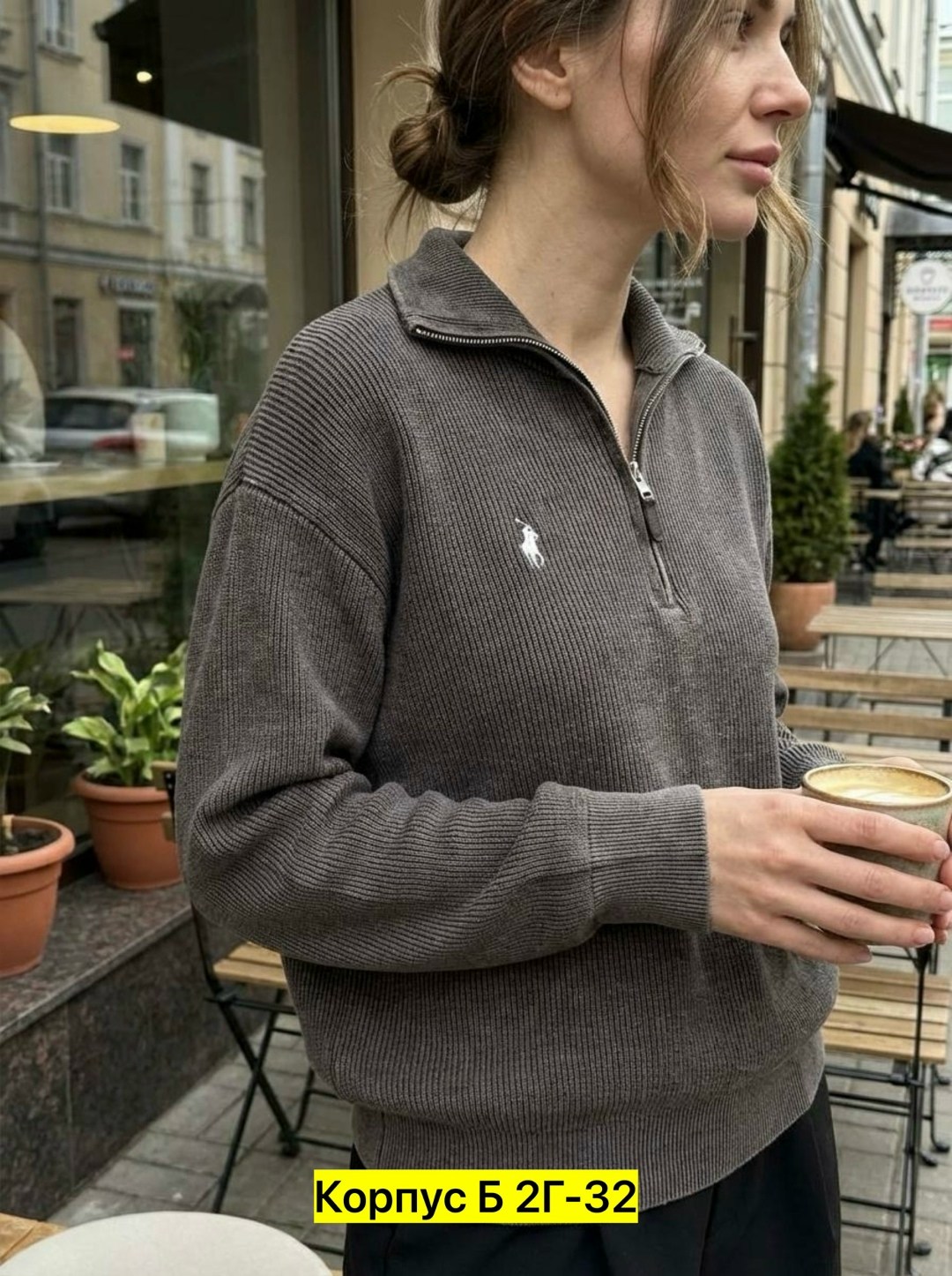женская кофта,свитер с горлом на молнии оверсайз kk fashion,поло кофта,джемпера женские,серый джемпер