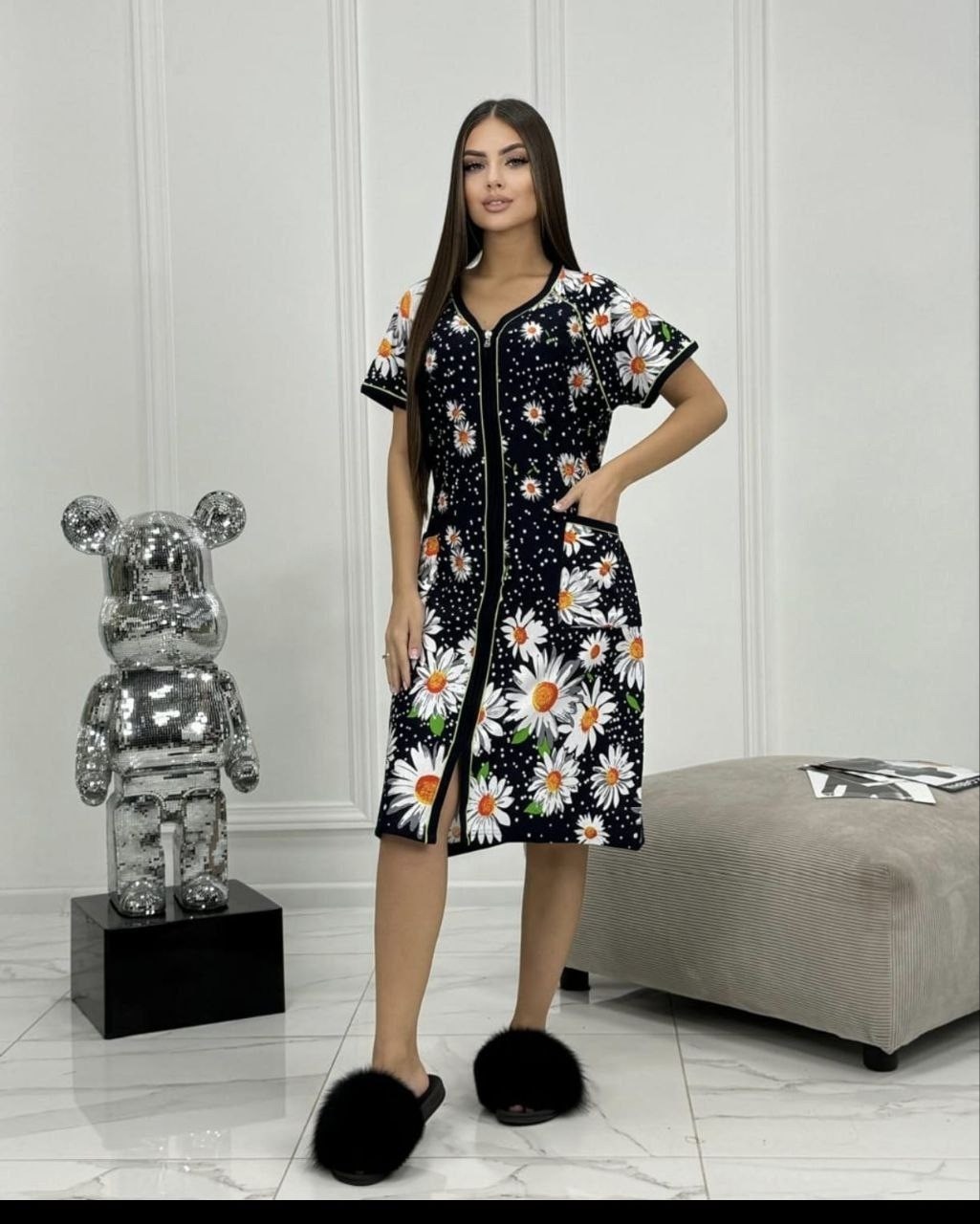 халат женский,халат женский домашний,домашний халат,халат женский домашний на молнии,халат для дома