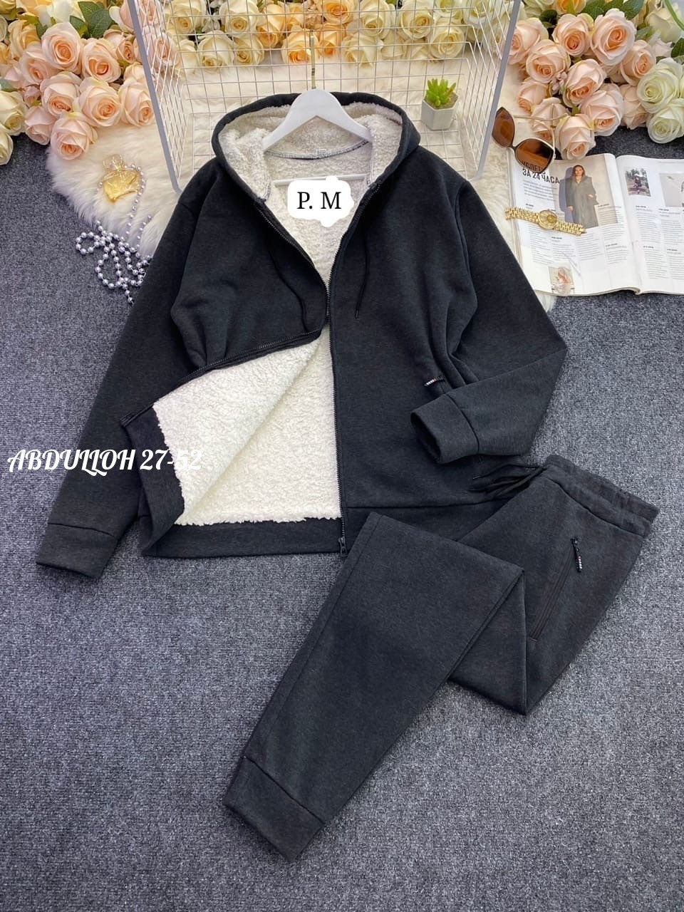 мужской зимний спортивный костюм с флисовой подкладкой с капюшоном,мужской зимний спортивный костюм,повседневный костюм-двойка зимний мужской утепленный флисовый спортивный комплект с капюшоном для му