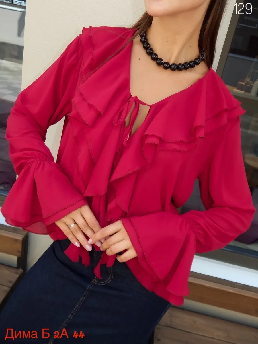 женская блузка,блуза,блузка шифоновая на завязках с воланами,блуза свободная,блузка шифоновая