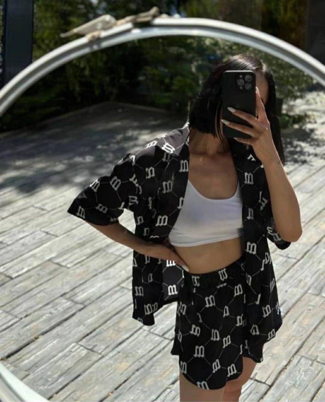 летний костюм с шортами и рубашкой,костюм шорты и рубашка,костюм голубой,летние костюмы,костюм в пижамном стиле