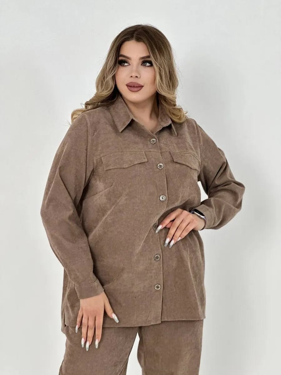 костюм вельветовый больших размеров,костюм вельветовый больших размеров magico,модные костюмы,костюм повседневный,женский костюм из микровельвета брючный в сиреневый