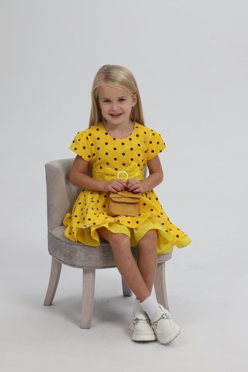 желтое платье в горошек для девочки,платье желтое в горошек детское,платье желтое в горошек,летнее платье для девочки желтое в черный горошек,платье желтое в черный горох для девочки