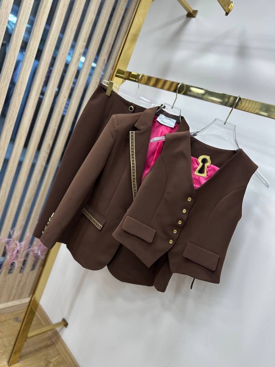 брючный костюм,женские костюмы,жакет и юбка,костюм брючный 924 шоколад vilena,женские жакеты