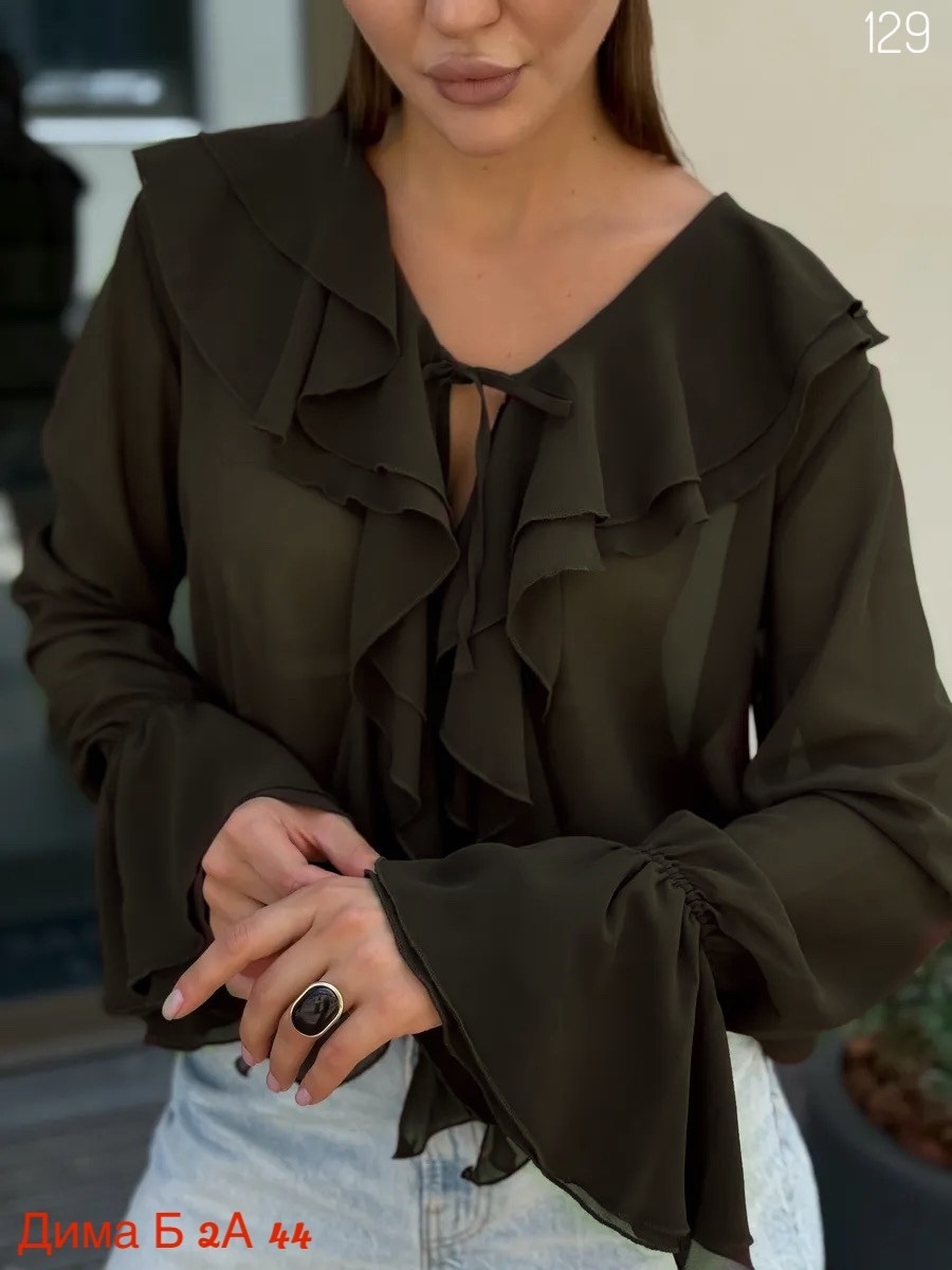 женская блузка,блуза,блузка шифоновая на завязках с воланами,блуза свободная,блузка шифоновая