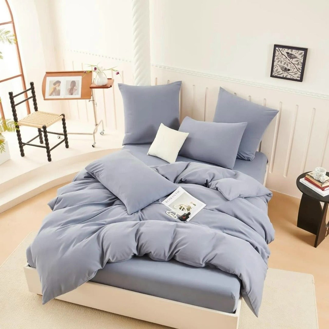 комплект постельного белья ситрейд 1,5 спальный однотонный лавандовый сатин,полутороспальный комплект постельного белья,постельного белье евро,пододеяльник maktex из тенселя 200 х 220 60s 21 серо-голу