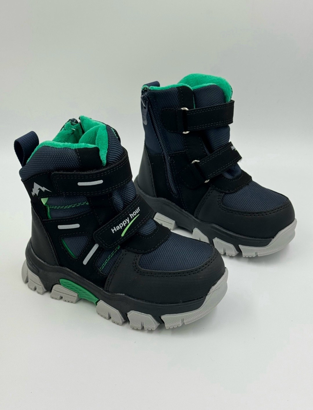 ботинки мембрана,мифер мембранные ботинки для мальчика,мембранные ботинки зима,,мембранная  хм137-2-3 черн/сер