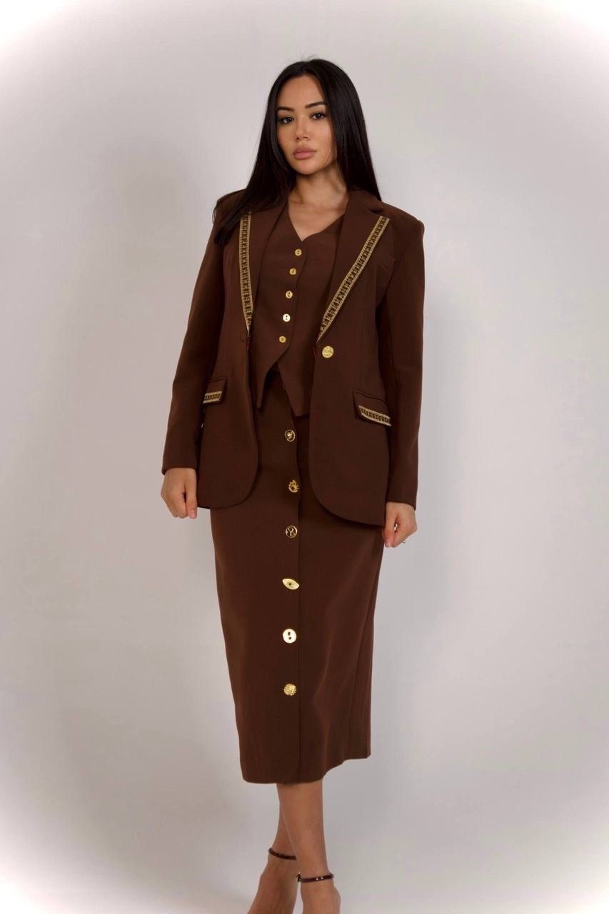 брючный костюм,женские костюмы,жакет и юбка,костюм брючный 924 шоколад vilena,женские жакеты