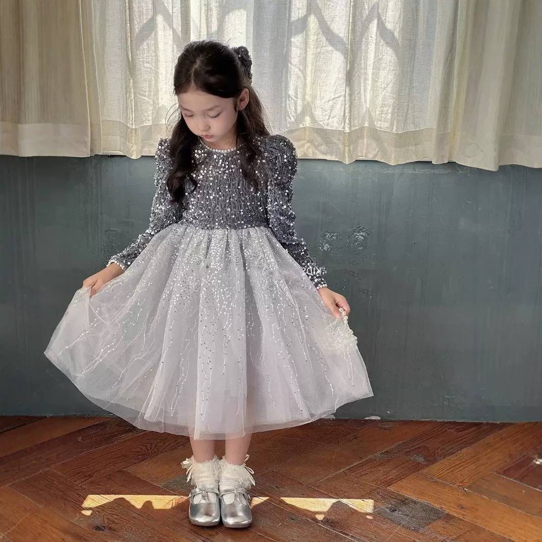 детское платье с блестками,платье принцессы для девочки,блестящее платье для девочки,зимние детские девочки с блестками руно выровненные 4-слойные сетчатые платья на молнию,платье для девочки