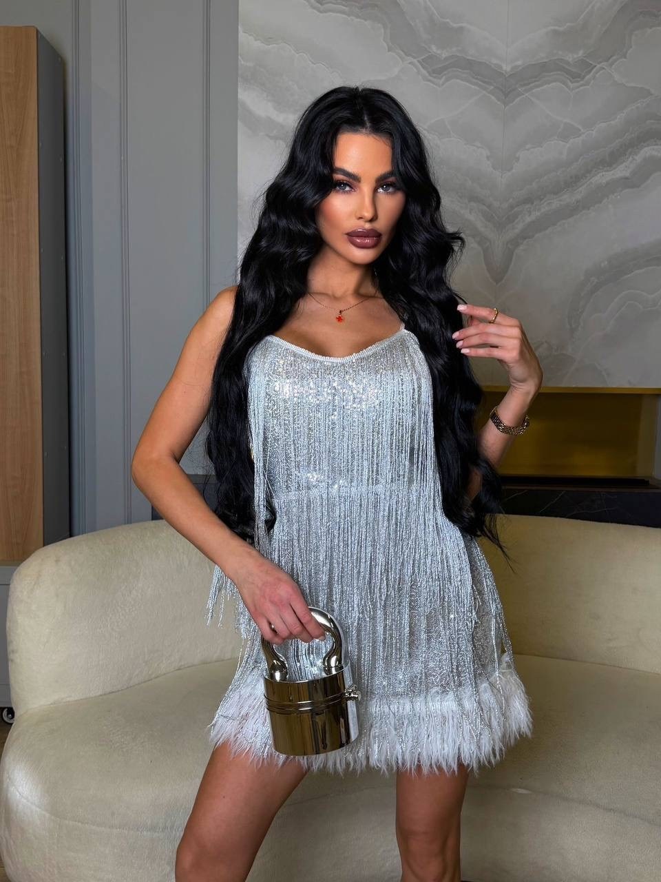 платье с бахромой,модное платье,платье с пайетками,платье с серебристой бахромой,платье бахрома серебро великий гетсбі