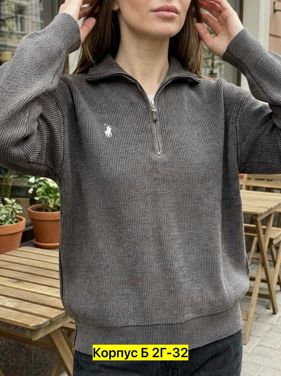 женская кофта,свитер с горлом на молнии оверсайз kk fashion,поло кофта,джемпера женские,серый джемпер