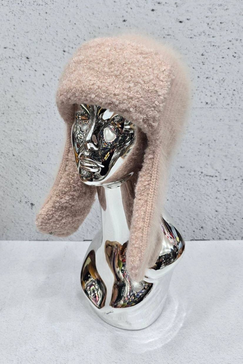 женская шапка-ушанка из экомеха и норки meh-acessories,шапка ушанка,шапка ушанка зимняя женская из мутона,шапка ушанка зимняя меховая из кролика frau zimman,ушанка женская мутон