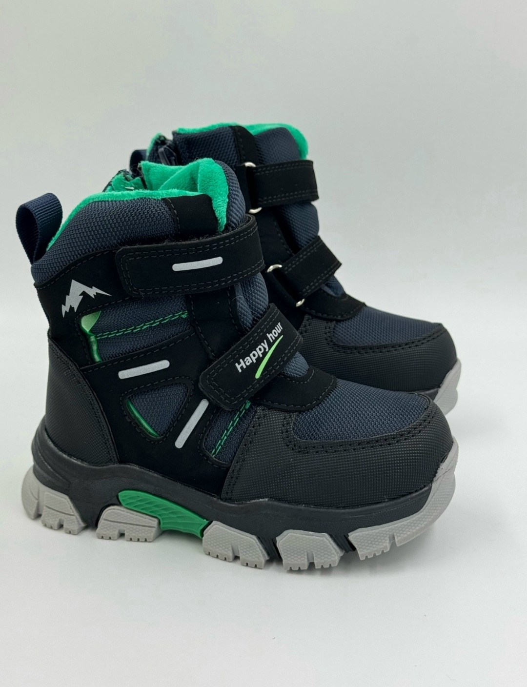 ботинки мембрана,мифер мембранные ботинки для мальчика,мембранные ботинки зима,,мембранная  хм137-2-3 черн/сер