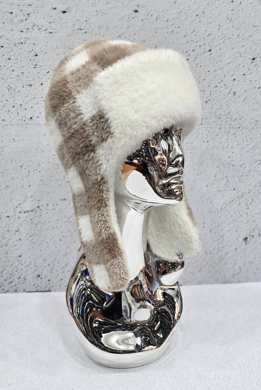 женская шапка-ушанка из экомеха и норки meh-acessories,шапка ушанка,шапка ушанка зимняя женская из мутона,шапка ушанка зимняя меховая из кролика frau zimman,ушанка женская мутон