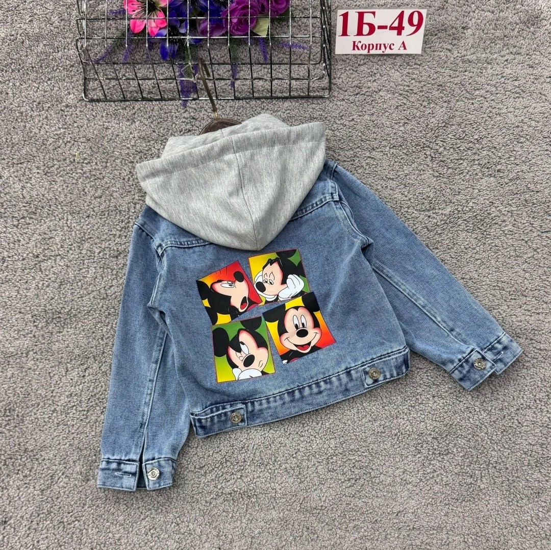 джинсовая куртка,куртка джинсовая jeans fashion микки маус,джинсовая куртка для девочек,джинсовая куртка женская с микки маусом,джинсовая куртка с капюшоном