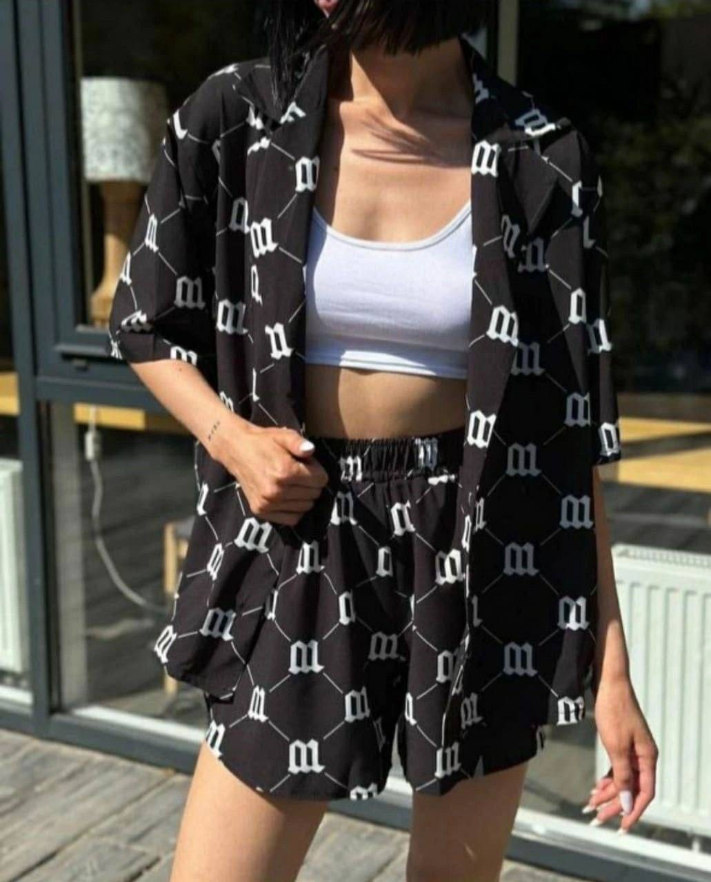 летний костюм с шортами и рубашкой,костюм шорты и рубашка,костюм голубой,летние костюмы,костюм в пижамном стиле