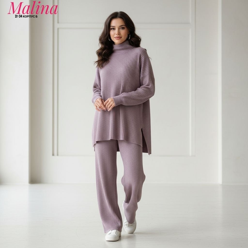 женский трикотажный костюм с брюками,трикотажный костюм женский,трикотажный брючный костюм,вязаный костюм женский с брюками,женский костюм вязаный
