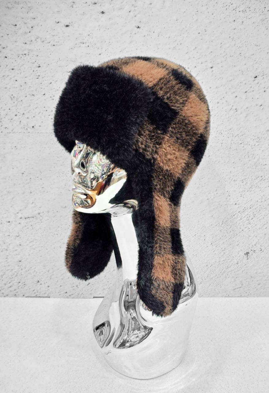 женская шапка-ушанка из экомеха и норки meh-acessories,шапка ушанка,шапка ушанка зимняя женская из мутона,шапка ушанка зимняя меховая из кролика frau zimman,ушанка женская мутон