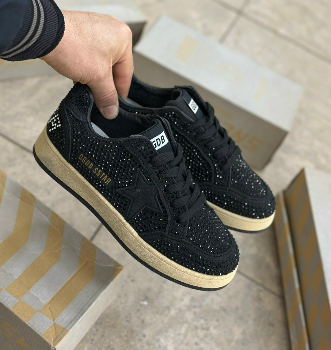 кроссовки golden goose,кеды golden goose,,golden goose black glitter sneakers,женские кеды golden goose