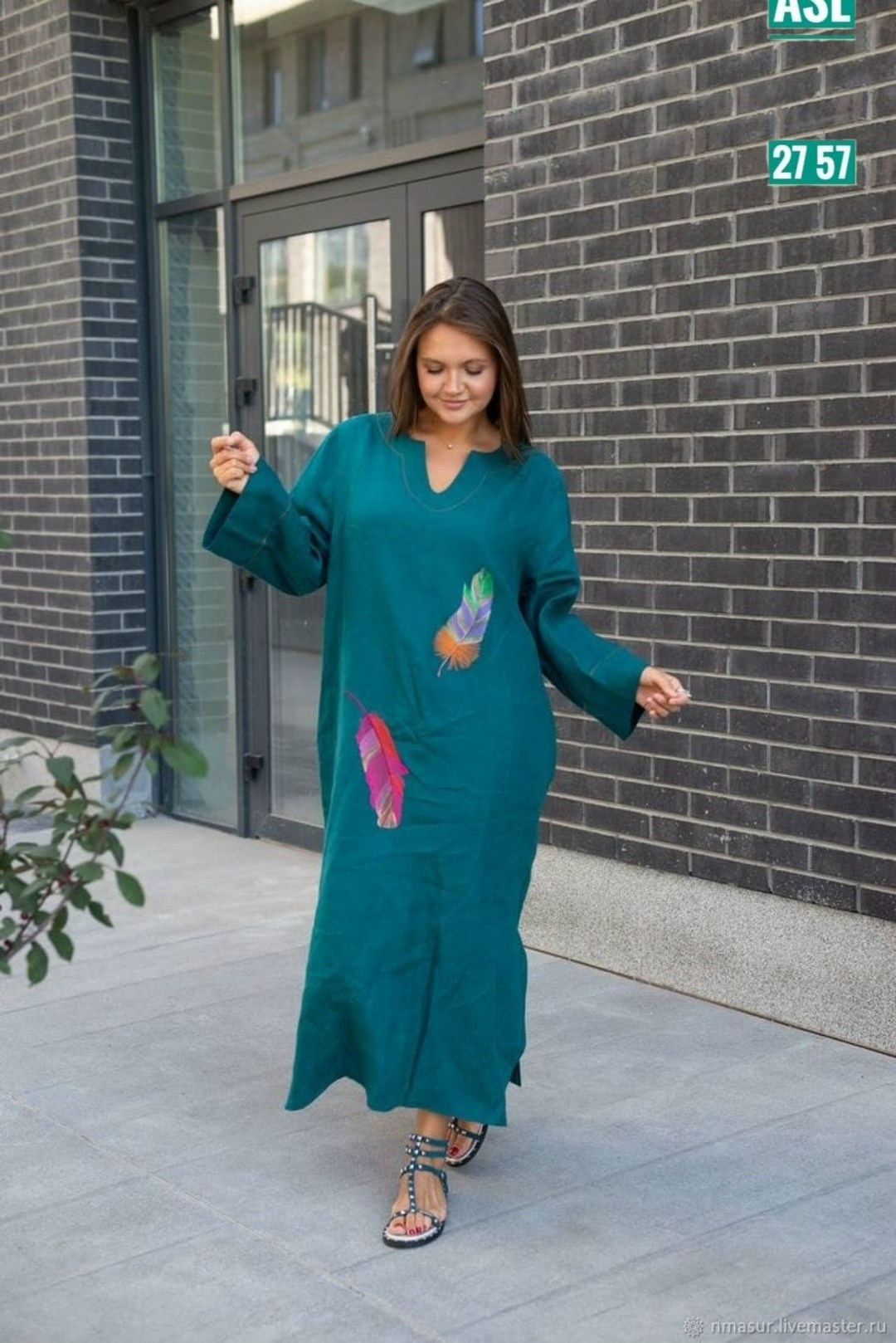 льняное платье с вышивкой,льняное платье,льняное платье бохо,льняное бохо платье в пол с вышивкой цвет хаки,платье бохо