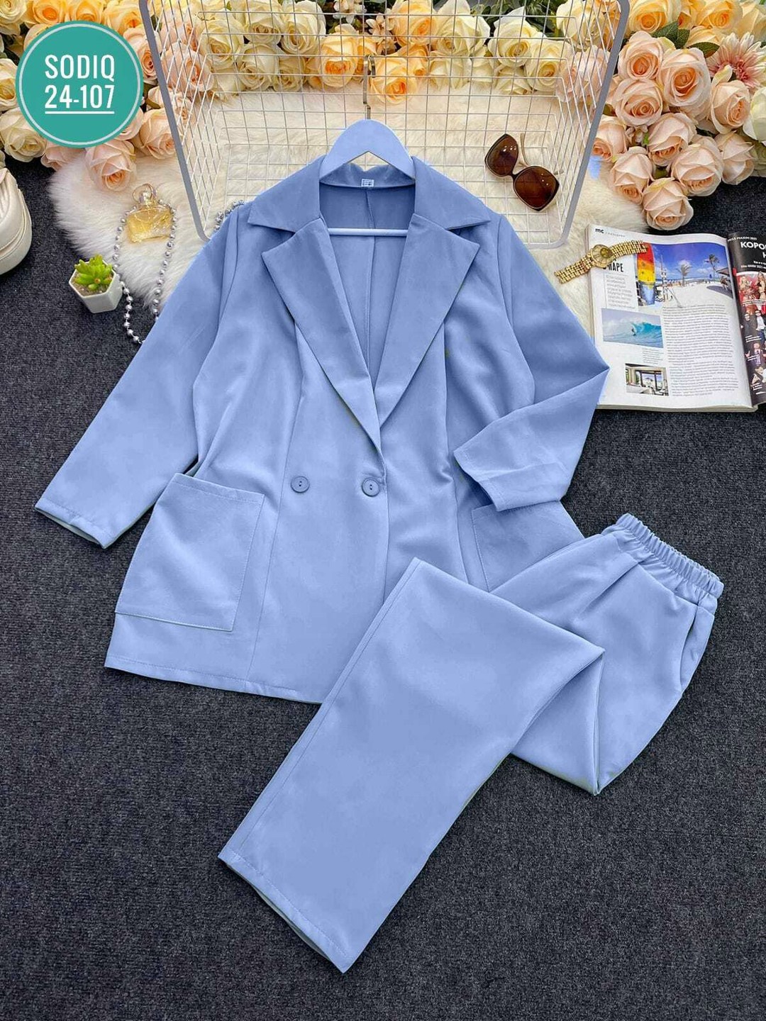 брючный костюм anastasia mak 1053а мятный,костюм брючный 603а салатовый anastasia mak,современный брючный костюм женский,брючный костюм,брючный костюм anastasia mak 603а салатовый двойка зеленый разме