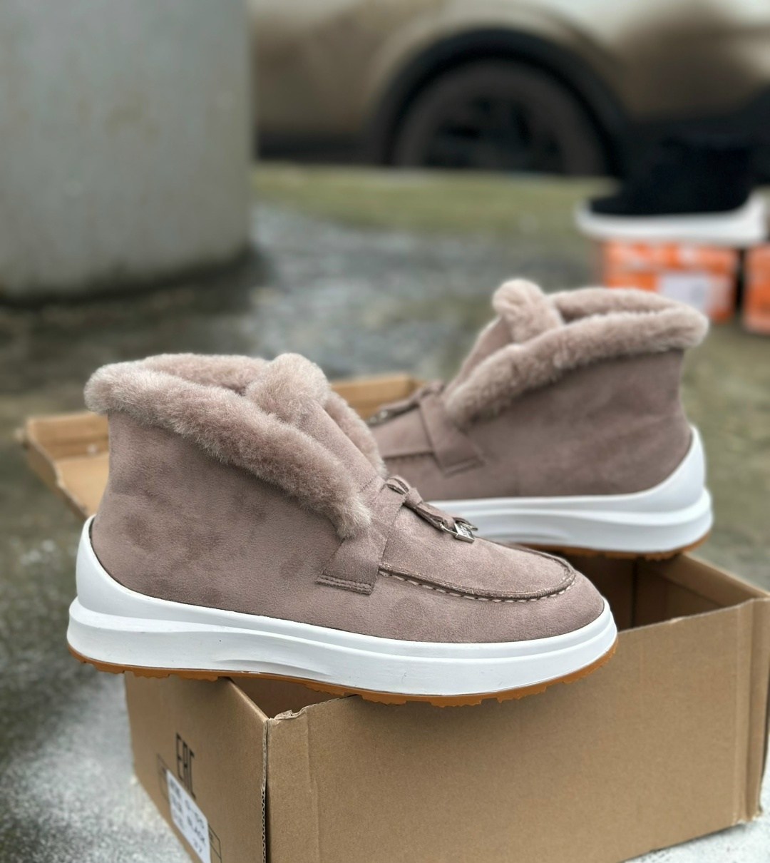 зимние женские замшевые лоферы бежевые,,замшевые женские лоферы зимние бежевые u spirit 1033,ботинки с мехом,зимние женские замшевые ботинки на меху