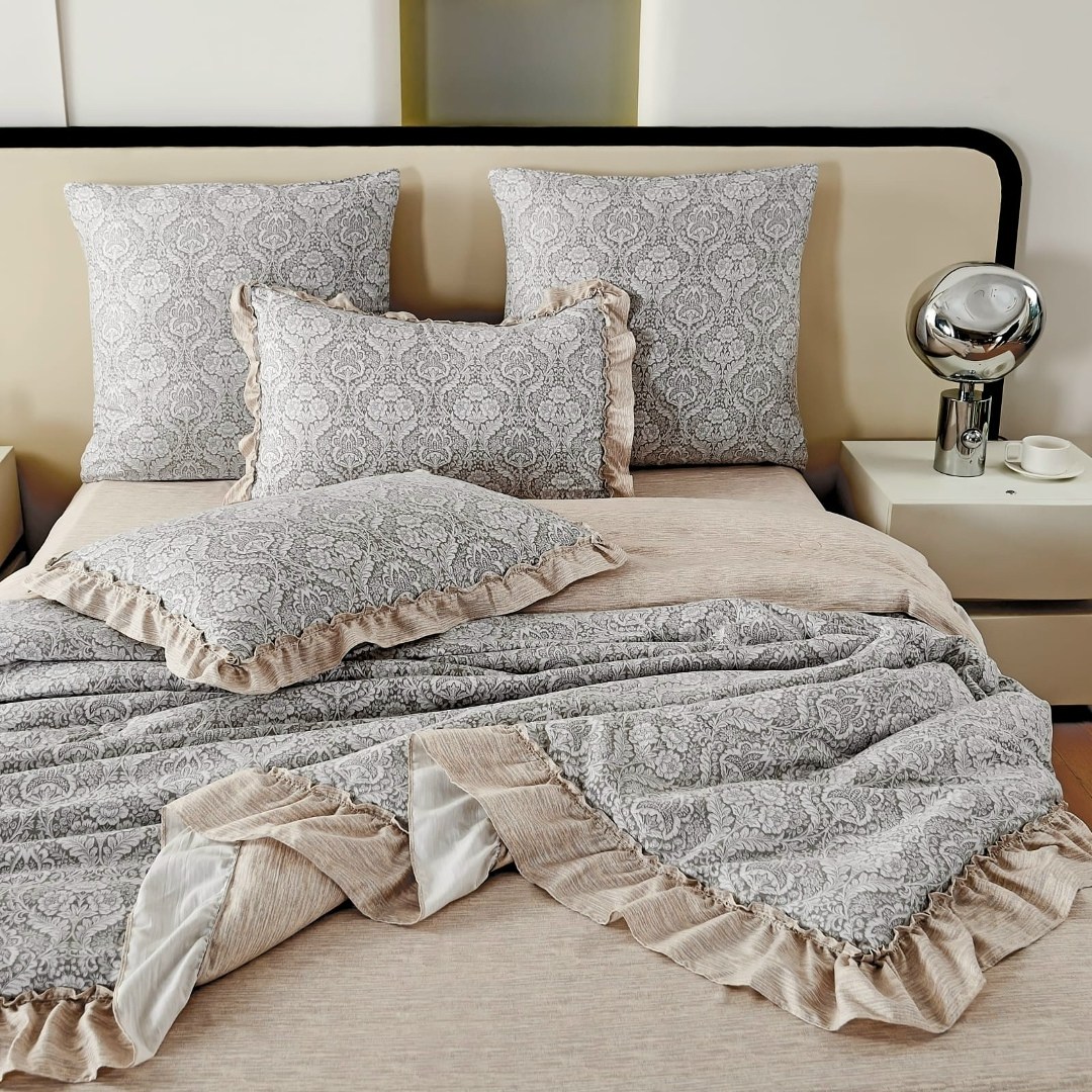 ребека (беж) покрывало 220х240,покрывала для спальни,покрывало комплект,покрывало в спальню,покрывала