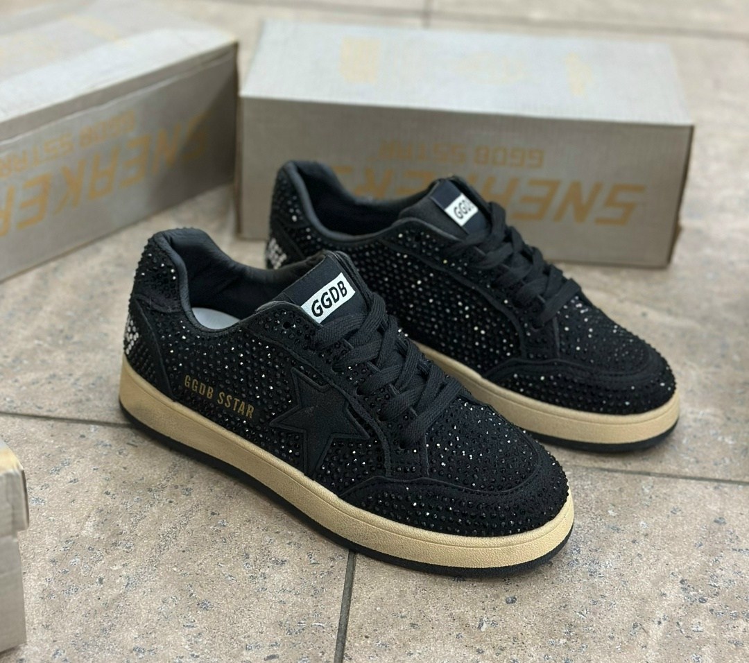 кроссовки golden goose,кеды golden goose,,golden goose black glitter sneakers,женские кеды golden goose