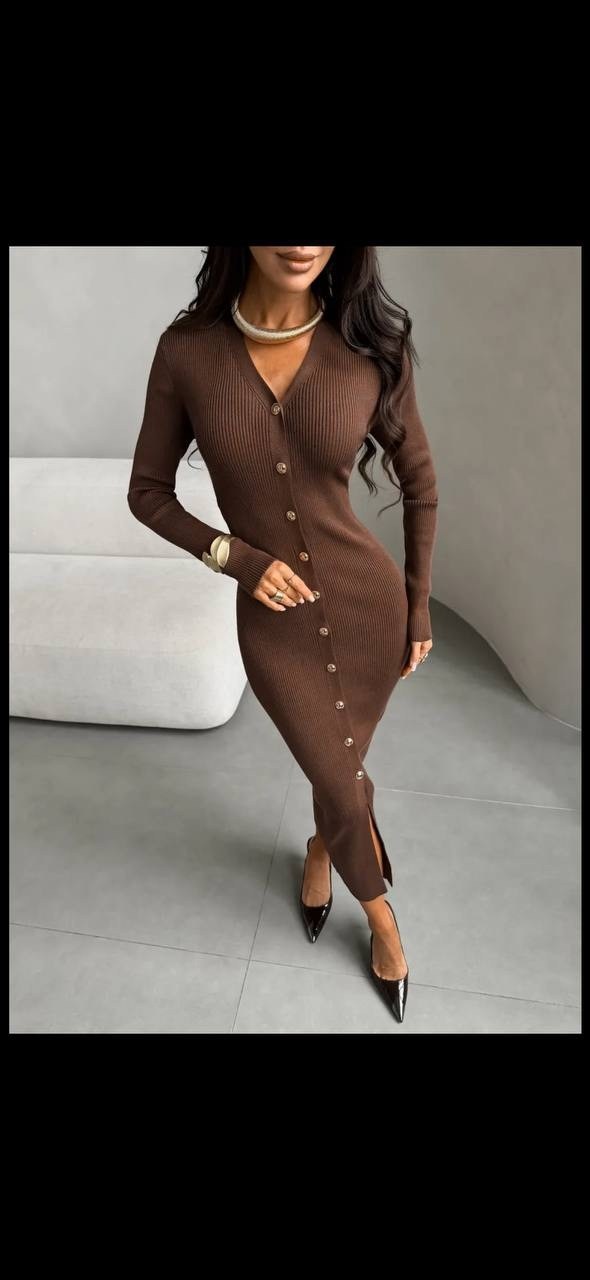 платье лапша,стильное платье,трикотажное платье,женское трикотажное платье с длинным рукавом и пуговицами спереди,платье трикотажное лапша